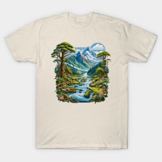 Nature's Serene Landscape Art T-Shirt by Md Abu Bakkar